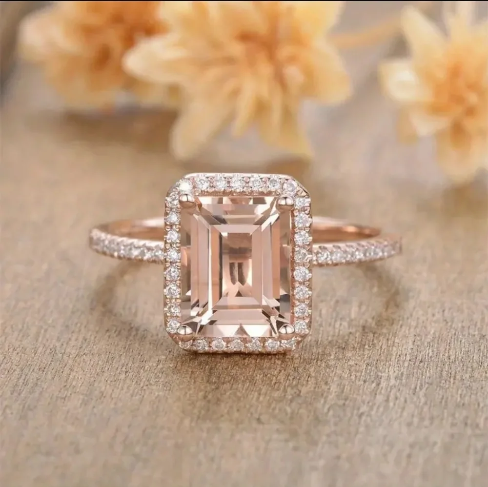 Square Rose Gold Rhinestone Ring - Picture 1 of 4